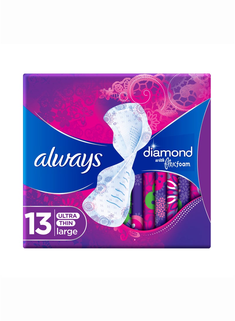 Always Diamond Flexfoam - Large Sanitary Pads with Wings - Image 1